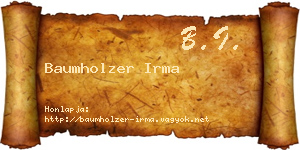 Baumholzer Irma névjegykártya